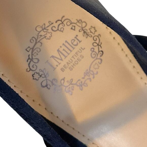 I. Miller Netany Kitten Heel Sandals Dark Navy Blue Suede Size 6.5 M Formal-New - Picture 9 of 12